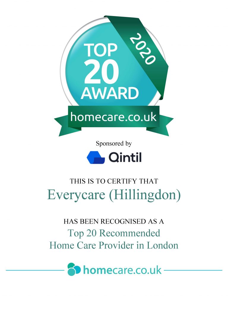 Everycare Hillingdon win Top 20 Home Care Provider Award 2020